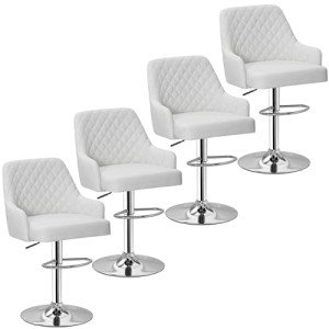 Adjustable Bar Stools Set of 4 with Back
