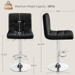 Adjustable Black PU Leather Bar Stool Set of 2
