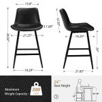 Modern 24-Inch Black Counter Stool Set of 4