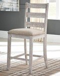Set of 2 Antique White Upholstered Barstools