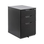 Black 3-Drawer Mobile File Cabinet with Lock