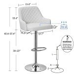 Adjustable Bar Stools Set of 4 with Back