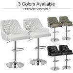 Adjustable Bar Stools Set of 4 with Back