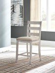 Set of 2 Antique White Upholstered Barstools