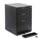 Black 3-Drawer Mobile File Cabinet with Lock