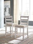 Set of 2 Antique White Upholstered Barstools