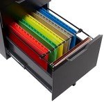 Black 3-Drawer Mobile File Cabinet with Lock