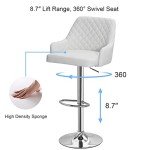 Adjustable Bar Stools Set of 4 with Back