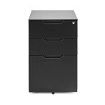 Black 3-Drawer Mobile File Cabinet with Lock