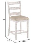 Set of 2 Antique White Upholstered Barstools