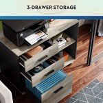 Three-Drawer Mobile File Cabinet with Open Shelves