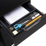 Black 3-Drawer Mobile File Cabinet with Lock