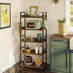 Rolanstar 5-Tier Vintage Wood Bookshelf with Hooks