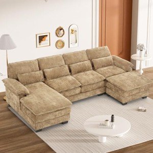 Nolohoo 114" U-Shaped Chenille Sectional Sofa