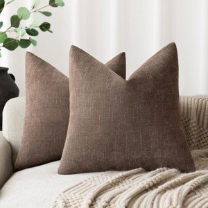 Chocolate Chenille Throw Pillow Covers - Set of 2