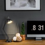 Black Swing Arm Desk Lamp with Rotary Switch