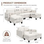 Modular U-Shaped Sofa Couch for Living Room