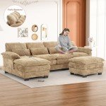 Nolohoo 114" U-Shaped Chenille Sectional Sofa