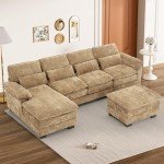 Nolohoo 114" U-Shaped Chenille Sectional Sofa