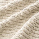 MIULEE Set of 4 Cream Corduroy Throw Pillow Covers