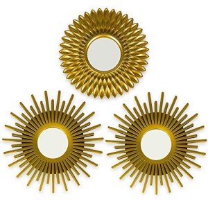 Pack of 3 Gold Round Wall Mirrors