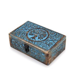 Wooden Jewelry Box with Celestial Design