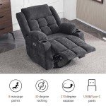 Power Swivel Recliner Chair with Massage and USB