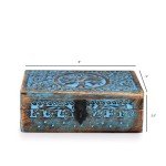 Wooden Jewelry Box with Celestial Design