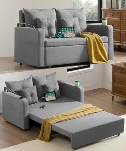 3-in-1 Convertible Sleeper Sofa with Cup Holders