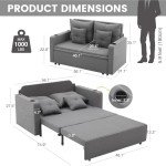 3-in-1 Convertible Sleeper Sofa with Cup Holders