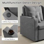 3-in-1 Convertible Sleeper Sofa with Cup Holders