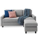 Light Gray Upholstered L-Shaped Sectional Sofa
