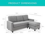 Light Gray Upholstered L-Shaped Sectional Sofa
