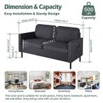 56" Dark Grey Fabric Loveseat Sofa with USB Ports