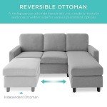 Light Gray Upholstered L-Shaped Sectional Sofa