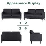 56" Dark Grey Fabric Loveseat Sofa with USB Ports