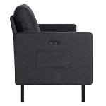56" Dark Grey Fabric Loveseat Sofa with USB Ports