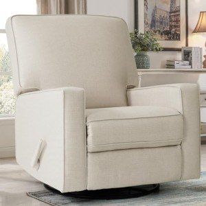 Comfortable Beige Swivel Rocker Recliner Chair