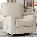 Comfortable Beige Swivel Rocker Recliner Chair