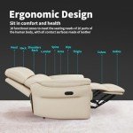 Genuine Leather Ergonomic Recliner Chair - Beige