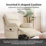 Genuine Leather Ergonomic Recliner Chair - Beige
