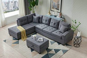 L-Shaped 3-Piece Modular Sectional Sofa Set