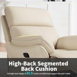 Genuine Leather Ergonomic Recliner Chair - Beige