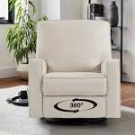 Comfortable Beige Swivel Rocker Recliner Chair