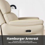 Genuine Leather Ergonomic Recliner Chair - Beige