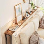 Narrow Console Table Set with Charging Station, Rustic Brown