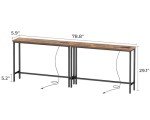 Narrow Console Table Set with Charging Station, Rustic Brown