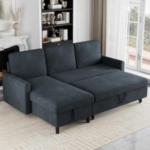 Shintenchi 2-in-1 Pull-Out Sofa Bed with Storage