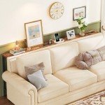 Narrow Console Table Set with Charging Station, Rustic Brown