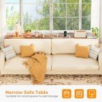 Narrow Console Table Set with Charging Station, Rustic Brown